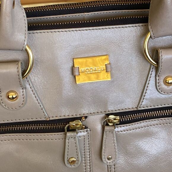 Modalu England Large“Pipa” Leather Bag Grey - Picture 6 of 15